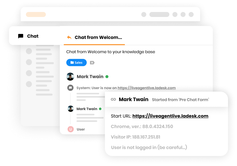 URL actuel du visiteur du chat en direct