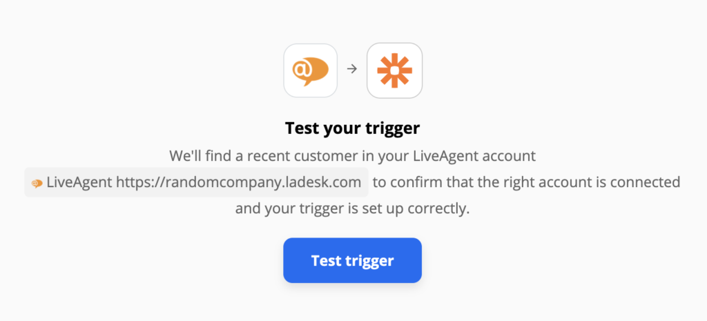 Test de déclenchement de LiveAgent